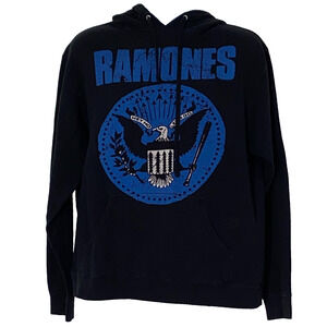 1234 Ramones Men's Black Size Large Blue Seal Hoodie Jacket
